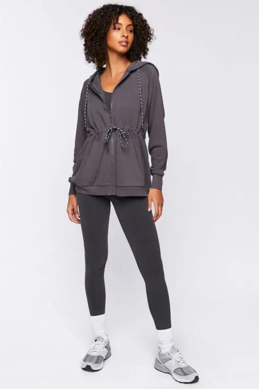 Active Drawstring Zip-Up Hoodie