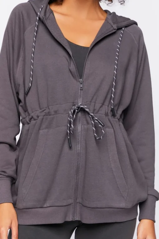 Active Drawstring Zip-Up Hoodie
