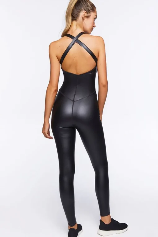 Active Faux Leather Jumpsuit