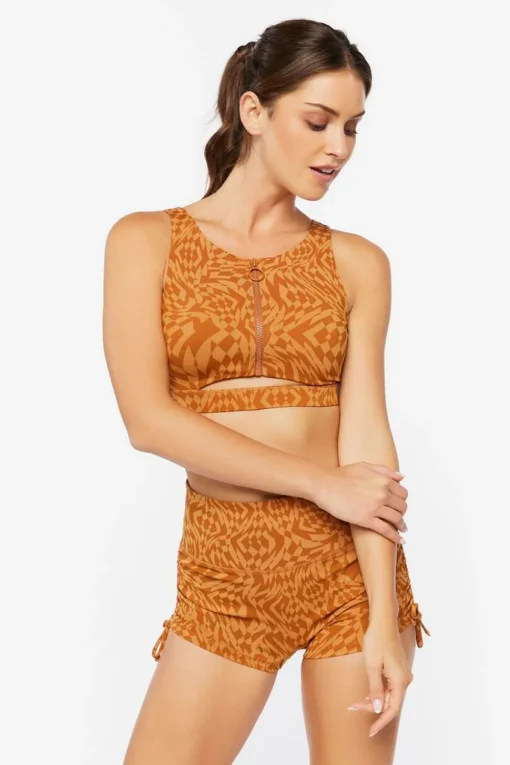 Active Geo Print Drawstring Biker Shorts