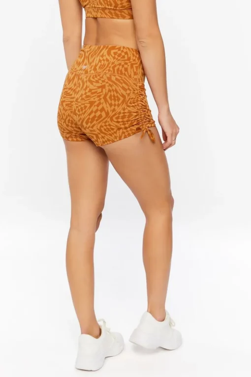 Active Geo Print Drawstring Biker Shorts
