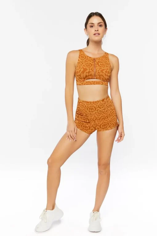 Active Geo Print Drawstring Biker Shorts