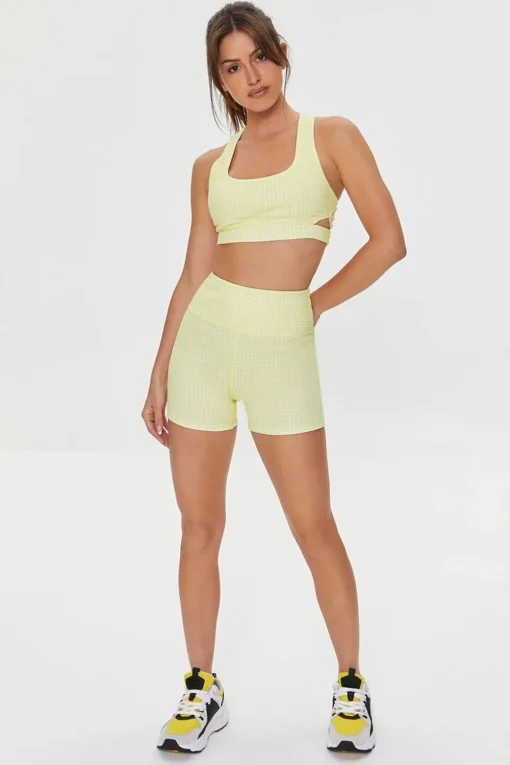 Active Gingham Biker Shorts