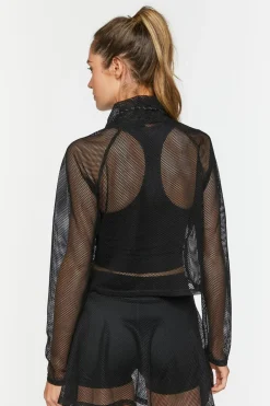 Active Mesh Netted Drawstring Top