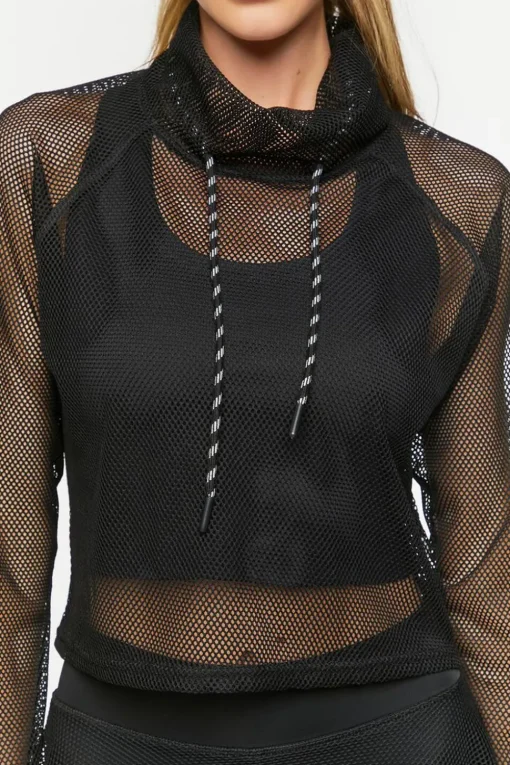 Active Mesh Netted Drawstring Top
