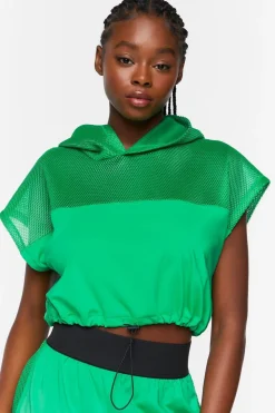 Active Mesh Panel Drawstring Top