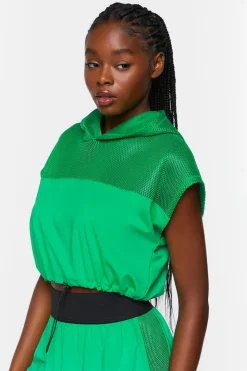 Active Mesh Panel Drawstring Top