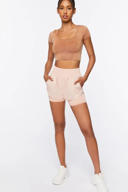 Active Mineral Wash Ruched Crop Top