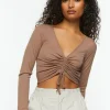 Active Ruched Drawstring Crop Top