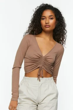 Active Ruched Drawstring Crop Top