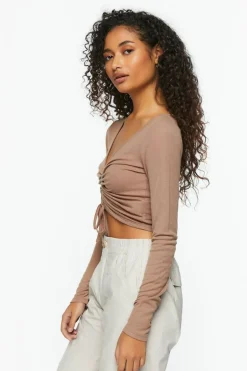 Active Ruched Drawstring Crop Top