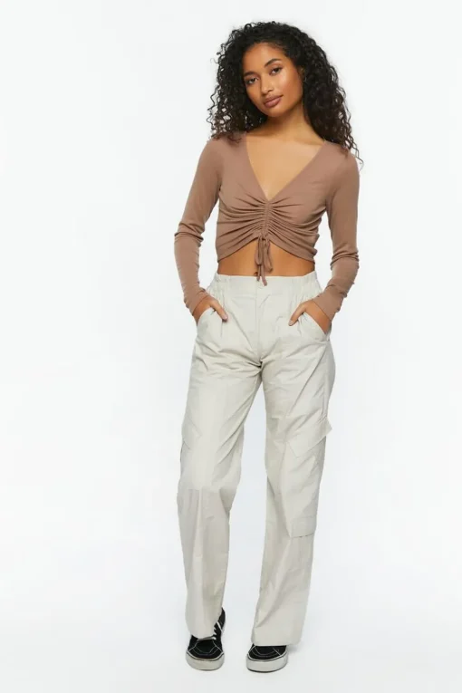 Active Ruched Drawstring Crop Top