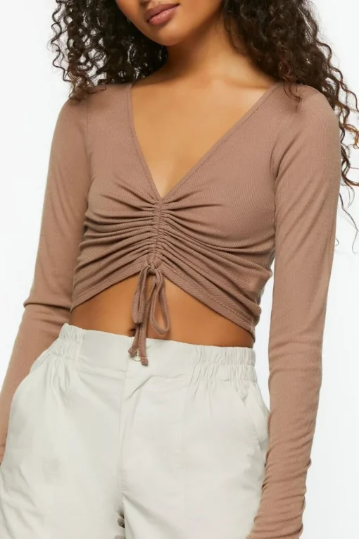 Active Ruched Drawstring Crop Top