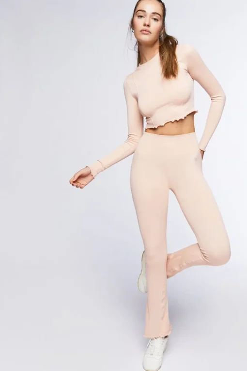 Active Seamless Lettuce-Edge Flare Leggings