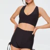 Active Textured Drawstring Biker Shorts
