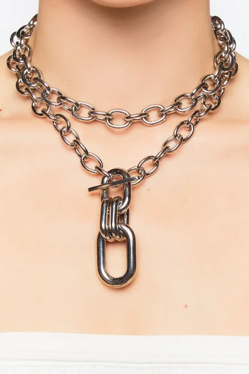 Anchor Chain Statement Necklace Set