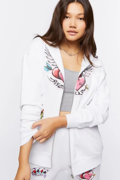 Angelic Graphic Zip-Up Hoodie