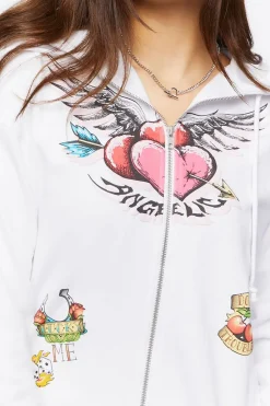 Angelic Graphic Zip-Up Hoodie