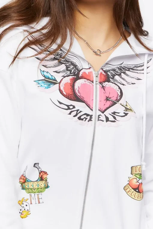 Angelic Graphic Zip-Up Hoodie