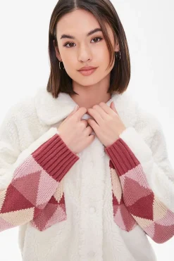 Argyle Faux Shearling Jacket