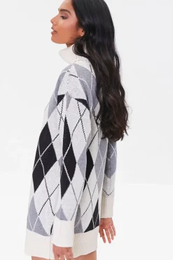 Argyle Mini Sweater Dress