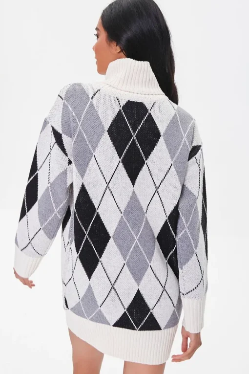 Argyle Mini Sweater Dress