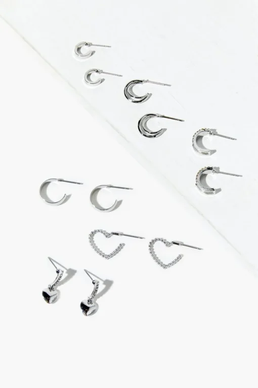 Assorted Heart Hoop Earring Set