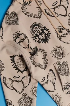 Assorted Heart Print Hoodie