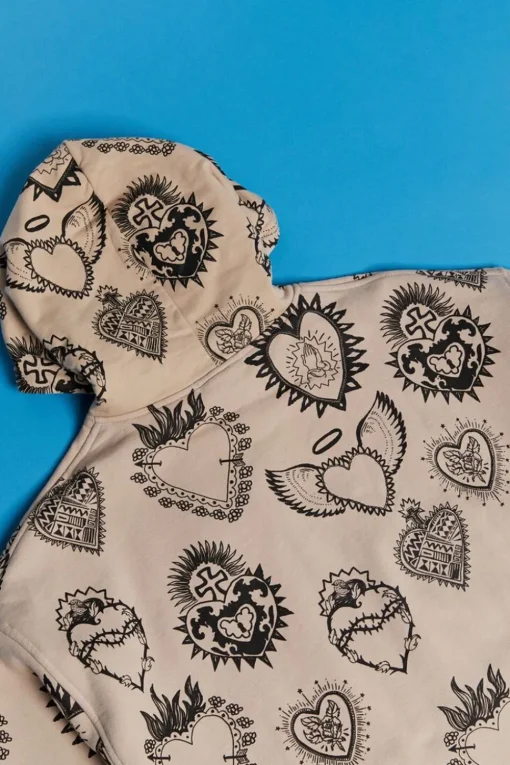 Assorted Heart Print Hoodie