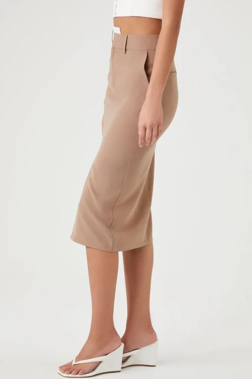 Asymmetrical Split-Hem Midi Skirt