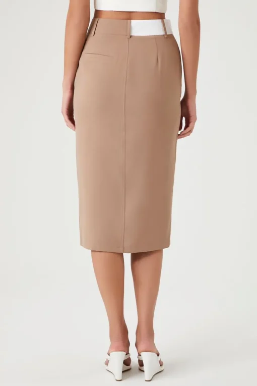 Asymmetrical Split-Hem Midi Skirt