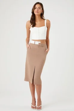 Asymmetrical Split-Hem Midi Skirt