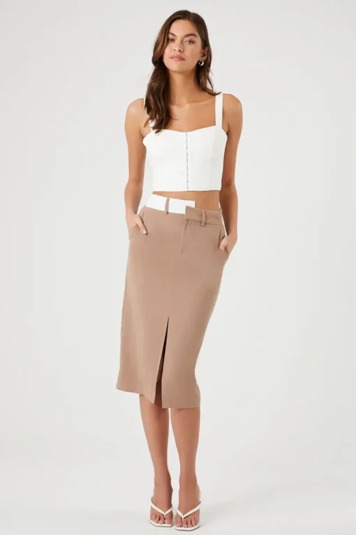 Asymmetrical Split-Hem Midi Skirt