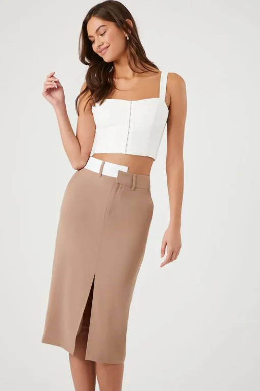 Asymmetrical Split-Hem Midi Skirt