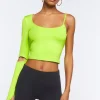 Asymmetrical-Sleeve Crop Top