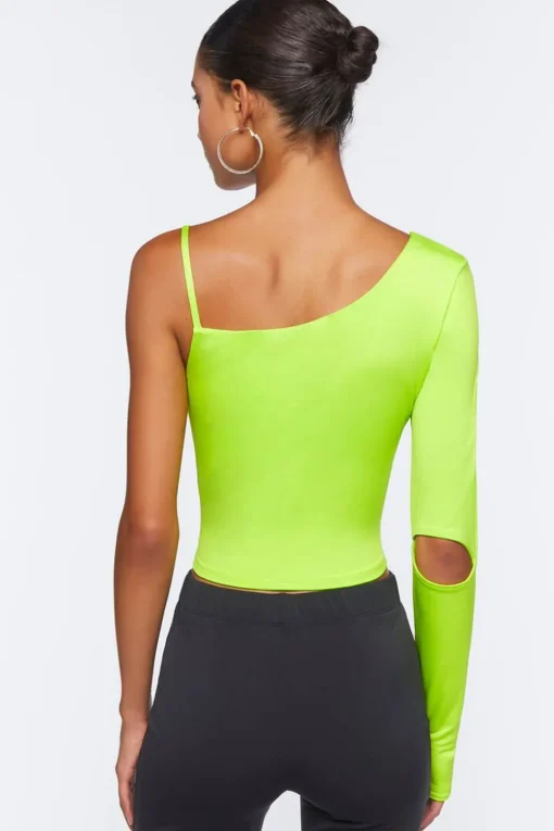 Asymmetrical-Sleeve Crop Top