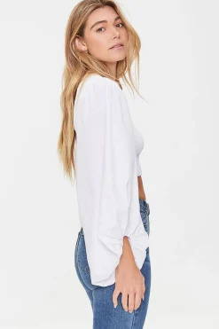 Balloon-Sleeve Crop Top