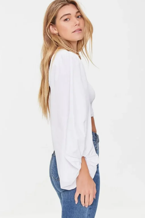 Balloon-Sleeve Crop Top