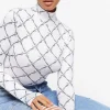 Barbed Wire Mock Neck Bodysuit