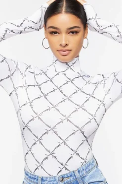 Barbed Wire Mock Neck Bodysuit