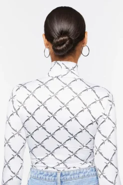 Barbed Wire Mock Neck Bodysuit