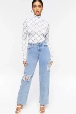 Barbed Wire Mock Neck Bodysuit