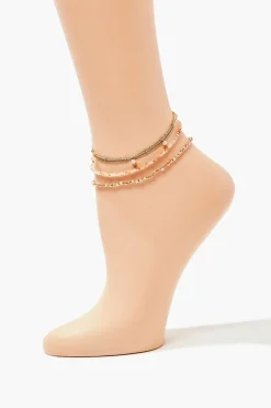 Beaded Chain Anklet Set