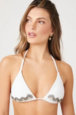 Beaded Chevron Triangle Bikini Top
