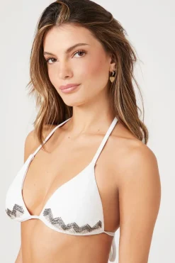 Beaded Chevron Triangle Bikini Top