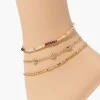 Beaded Floral Chain Anklet Set