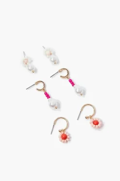 Beaded Floral Drop Earrings