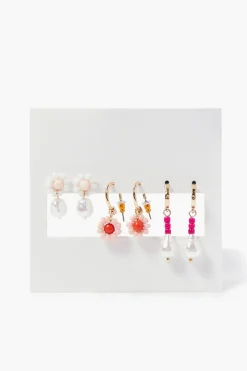 Beaded Floral Drop Earrings