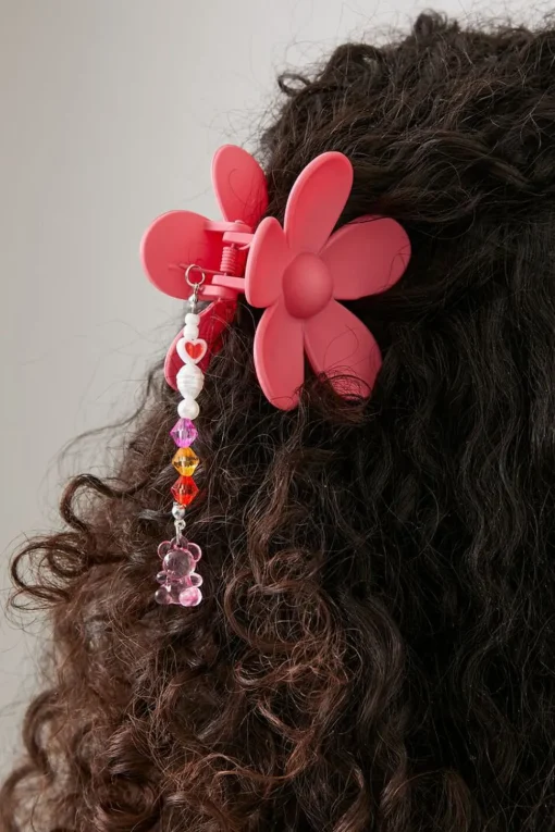 Beaded Flower Claw Hair Clip