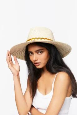 Beaded-Trim Panama Hat